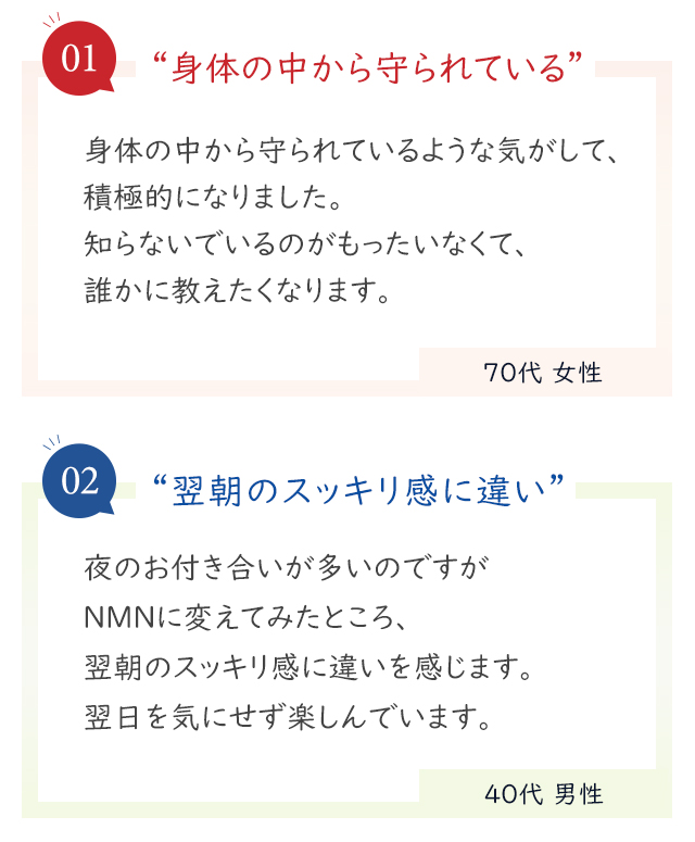 「身体の中から守られている」「翌朝のスッキリ感に違い」