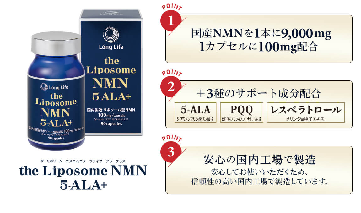 「the Liposome NMN 5-ala+」4つのおすすめポイント