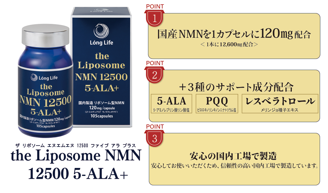 「the Liposome NMN 12500 5-ALA+」4つのおすすめポイント
